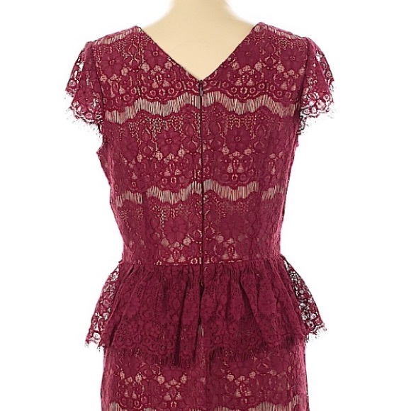 Anthropologie Mauve Burgandy Lace Dress size large - Picture 4 of 7
